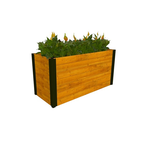 Vita Small Mezza Parklette Planter - 39-in L x 16-in W x 18-in H - Golden Brown