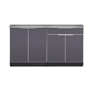 NewAge Products Outdoor Kitchen Modular Cabinet Set with Countertops - Slate Grey - 3-Piece