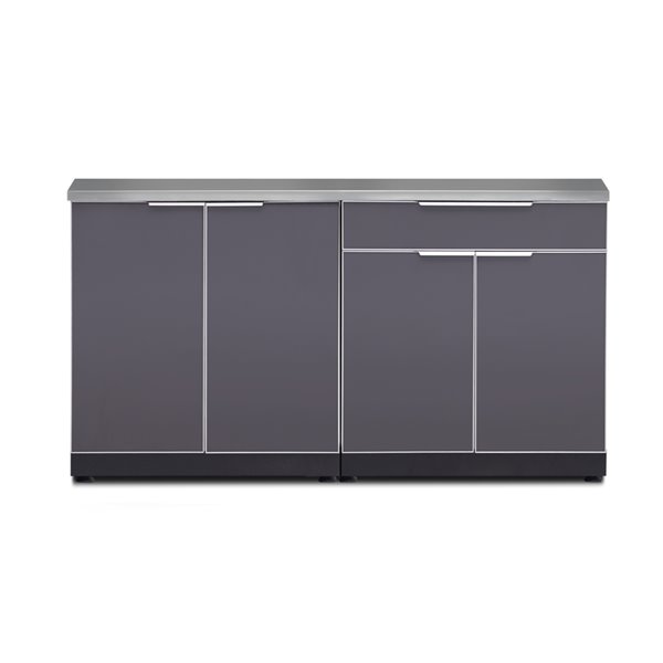 Cuisine extérieure modulaire avec comptoirs NewAge Products, gris ardoise, 3 pièces