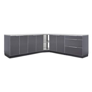 NewAge Products Outdoor Kitchen Cabinet Set with Countertop - Slate Grey - 7-Piece