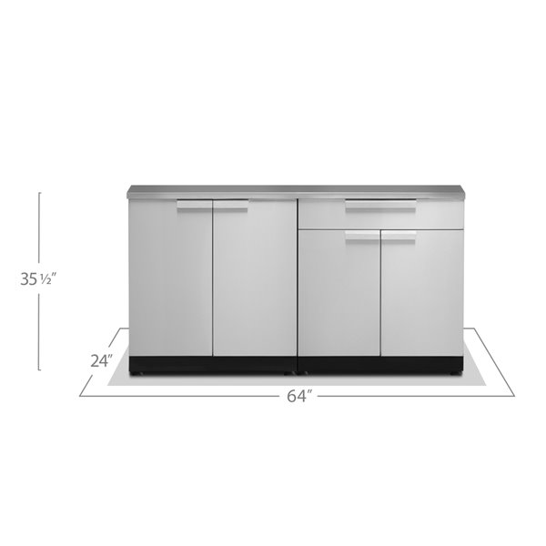 NewAge Products Outdoor Kitchen Modular Cabinet Set - Stainless Steel - 2-Piece