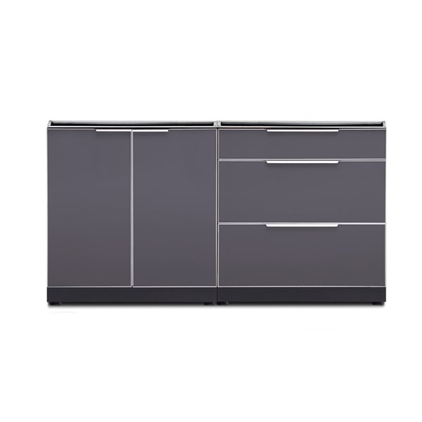 NewAge Products Outdoor Kitchen Modular 2-Door and 3-Drawer Cabinet Set - Slate Grey - 2-Piece