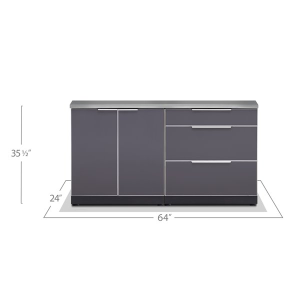 Cuisine extérieure modulaire avec comptoir NewAge Products, gris ardoise, 3 pièces