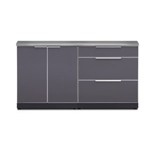 NewAge Products Outdoor Kitchen Modular Cabinet Set with Countertop - Slate Grey - 3-Piece