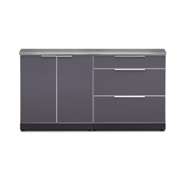 Cuisine extérieure modulaire avec comptoir NewAge Products, gris ardoise, 3 pièces