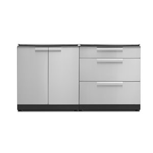 NewAge Products Outdoor Kitchen Modular 3-Drawer and 2-Door Cabinet Set - Stainless Steel - 2-Piece