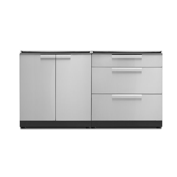 Cuisine extérieure modulaire à 2 portes et 3 tiroirs NewAge Products en acier inoxydable, 2 pièces