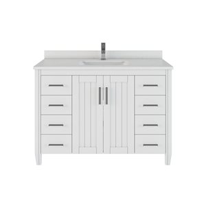 Spa Bathe Jack Single Sink White Bathroom Vanity with Power Bar and Drawer Organizer 48-in