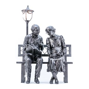 Hi-Line Gift Ltd. 72 H x 34-in W Antique Black Old Couple Resin Garden Statue