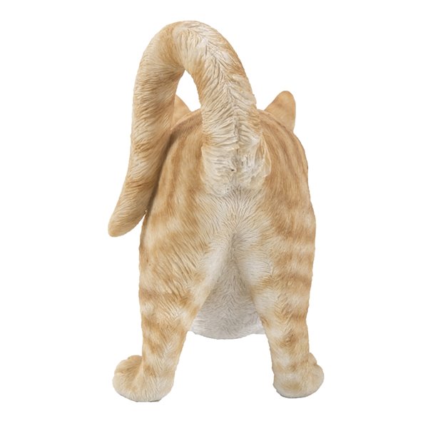 Hi-Line Gift Ltd. 9 H x 5-in W Orange Cat Stretching Resin Garden Statue