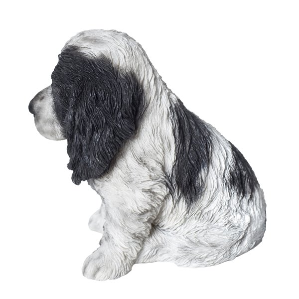 Hi-Line Gift Ltd. 5.8 H x 6-in W Black/White Cocker Spaniel Resin Garden Statue