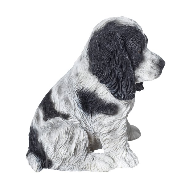 Hi-Line Gift Ltd. 5.8 H x 6-in W Black/White Cocker Spaniel Resin Garden Statue