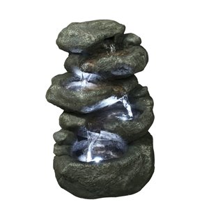 Hi-Line Gift 11-in Resin Tiered Indoor Fountain - Grey Tones