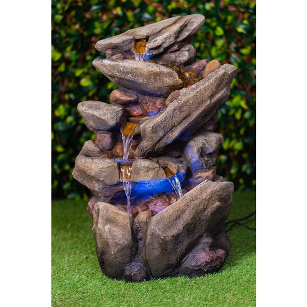 Hi-Line Gift Ltd. 31.5-in Resin Tiered Indoor Fountain - Brown