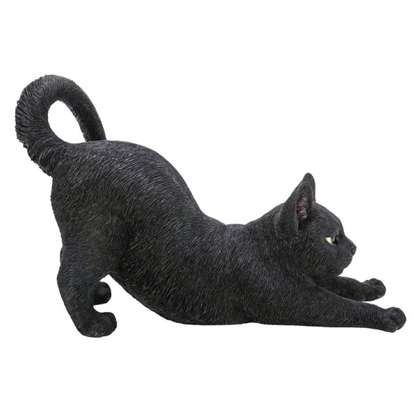 Hi-Line Gift Ltd. 9 H x 5-in W Black Cat Stretching Resin Garden Statue