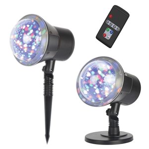 Hi-Line Gift Multi-Function LED Christmas Snowflakes Indoor/Outdoor Stake Light Projector - Red/Green/Blue/White