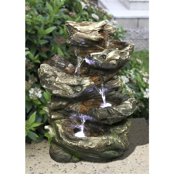 Hi-Line Gift Ltd. 14-in Resin Tiered Indoor Fountain - Brown/Natural