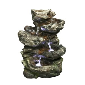 Hi-Line Gift Ltd. 14-in Resin Tiered Indoor Fountain - Brown/Natural