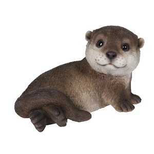Hi-Line Gift Ltd. 4 H x 4.5-in W Brown Otter Laying Back Resin Garden Statue