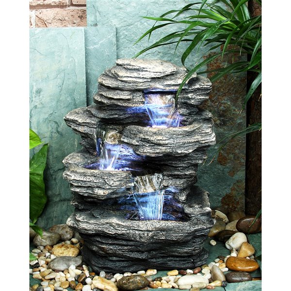 Hi-Line Gift Ltd. 13.25-in Resin Tabletop Indoor Fountain - Grey tones