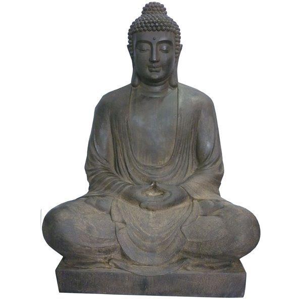 HiLine Gift Buddha Clay Garden Statue 47in Grey 76333XL RONA