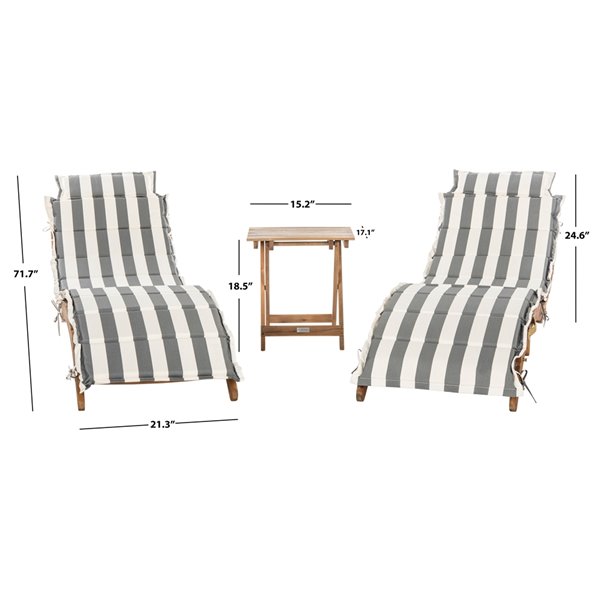 Safavieh Pacifica Wood Frame Patio Conversation Set With Cushions ...