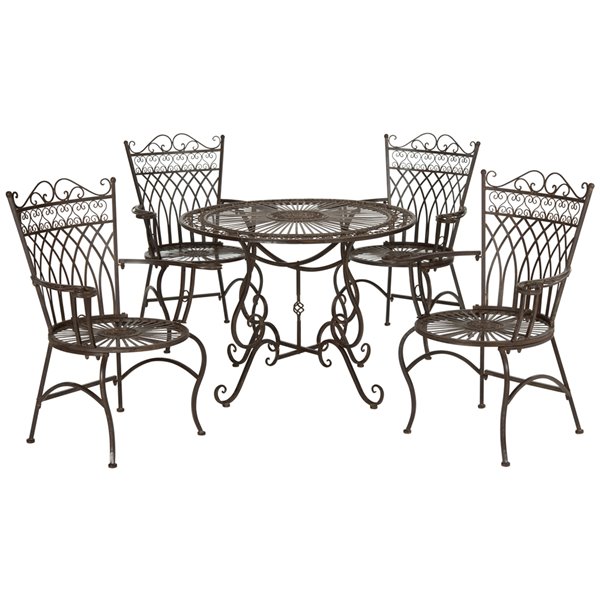 Safavieh Thessaly Outdoor Metal Frame, Round Outdoor Table Setting Bunnings