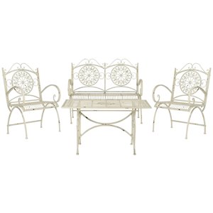 Safavieh Sophie Metal Frame Patio Conversation Set - Antique White - 4-Piece