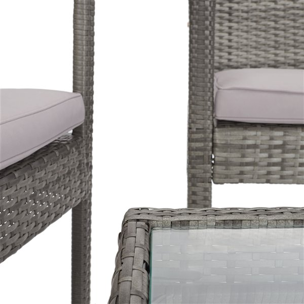 Safavieh Bassey Metal Frame Patio Conversation Set with Cushions - Grey