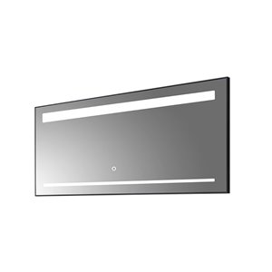 Miroir de salle de bain Sage à éclairage DEL de GEF, anti-buée, 60 po, rectangulaire, argent