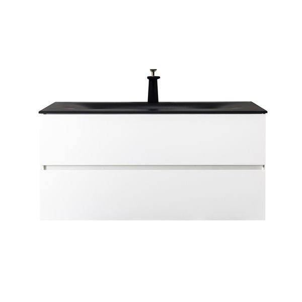 GEF Elice 42-in Single Sink white Bathroom Vanity with Black Quartz Top