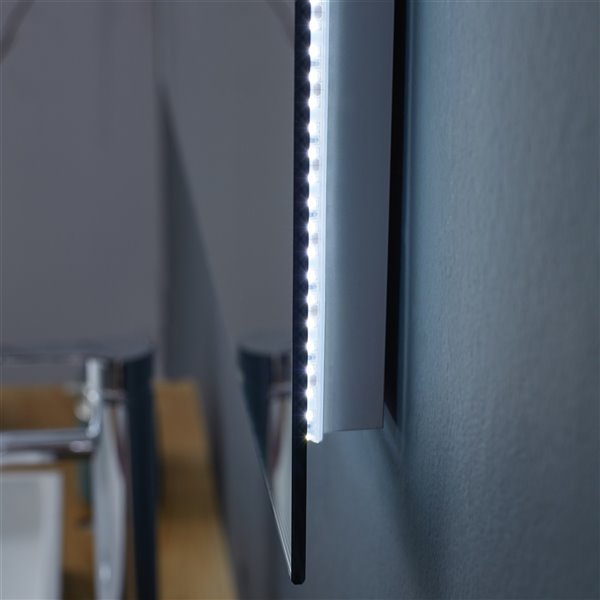 GEF Phoenix LED Bathroom Mirror with Bluetooth Function - Fog Free - 36-in - Rectangular - Silver