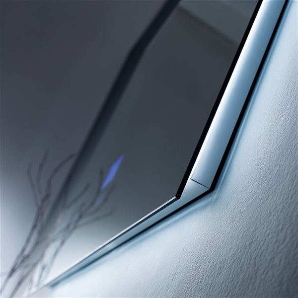 GEF Phoenix LED Bathroom Mirror with Bluetooth Function - Fog Free - 36-in - Rectangular - Silver