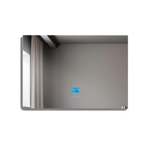 Miroir de salle de bain Phoenix à éclairage DEL de GEF avec fonctions bluetooth, anti-buée, 48 po, rectangulaire, argent