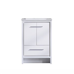 Meuble-lavabo simple blanc Abbey de GEF avec comptoir en céramique blanc, 24 po