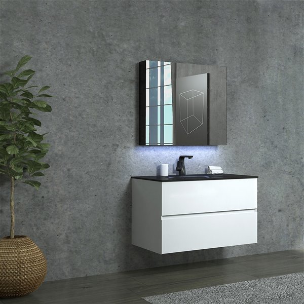 Gef Elice 34 In Single Sink White Bathroom Vanity With Black Quartz Top Va934bqem Rona - 34 Inch Bathroom Vanity Tops