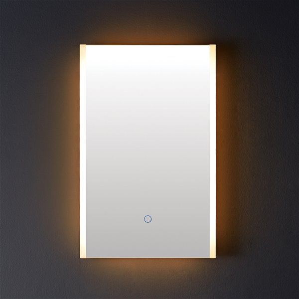 GEF Phoenix LED Bathroom Mirror - 20-in - Rectangular - Silver