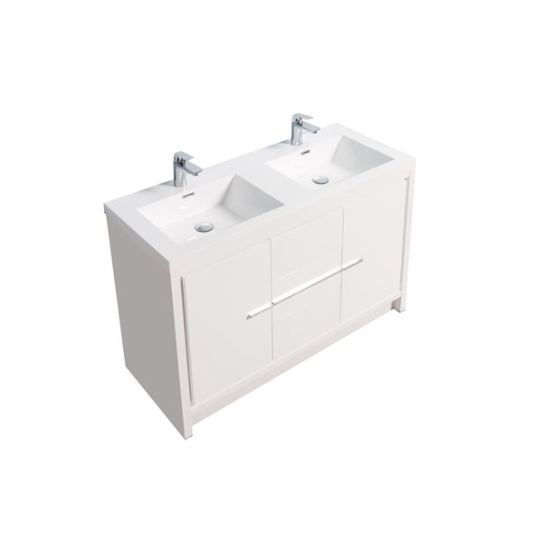 Double Sink White Bathroom Vanity, Bunnings Bathroom Vanity Benchtops