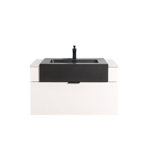 Meuble-lavabo simple blanc City de GEF avec comptoir en quartz noir, 36 po