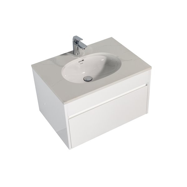 GEF Lionna 30-in White Single Sink Bathroom Vanity with White Quartz Top