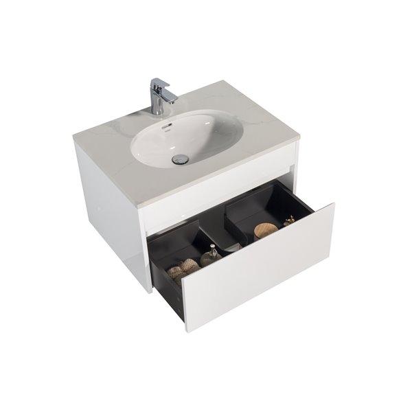 GEF Lionna 30-in White Single Sink Bathroom Vanity with White Quartz Top