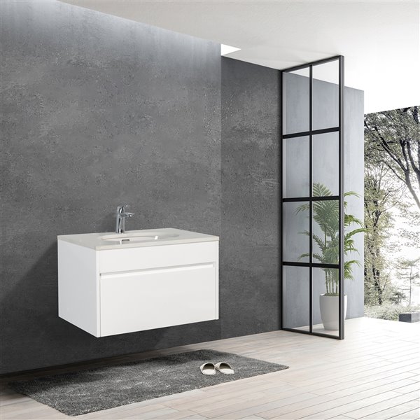 GEF Lionna 30-in White Single Sink Bathroom Vanity with White Quartz Top