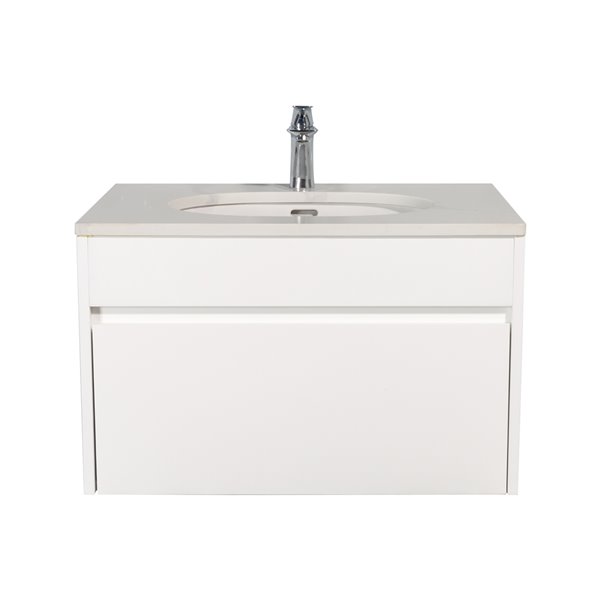 GEF Lionna 30-in White Single Sink Bathroom Vanity with White Quartz Top