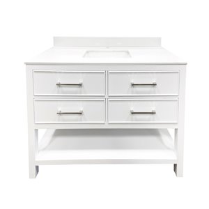 GEF Elice 48-in Single Sink white Bathroom Vanity with white Glass Top