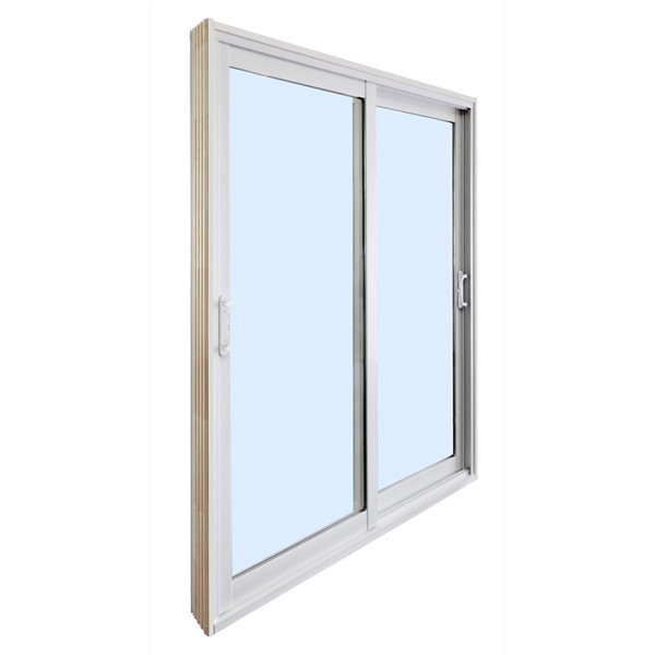 Dusco Doors Tempered Clear Glass White Vinyl Double Patio Doors with Screen (Common: 60-in x 80-in; Actual: 59.63-in x 79.63-in)