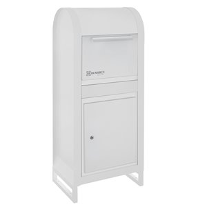 Homerun Smart & Safe Metal Ground Mount Lockable Mail and Parcel Box - 19.75-in W x 47.5-in H - White