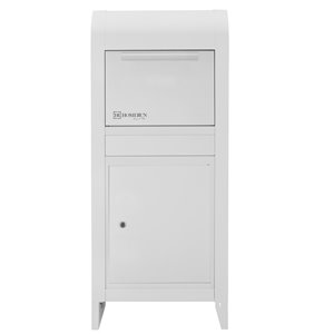 Boîte à colis en métal avec serrure sur pieds Smart & Safe par Homerun, 12,99 po L x 43,31 po H, blanc