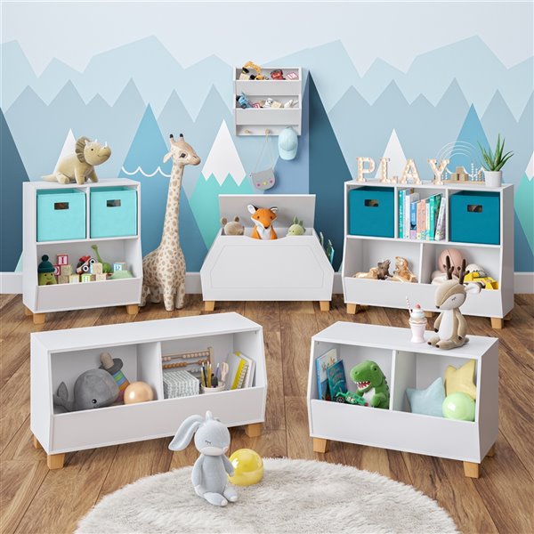 RiverRidge Home Kids Catch-All 2 Compartments Composite Wood Cubic 24-in Toy Organizer, White
