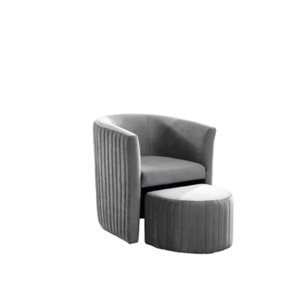 Chaise d'accent moderne en velours gris par IH Casa Decor, lot de 1