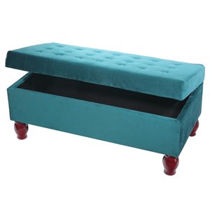 Banc d'accent moderne en velours sarcelle de IH Casa Decor, 18 po L